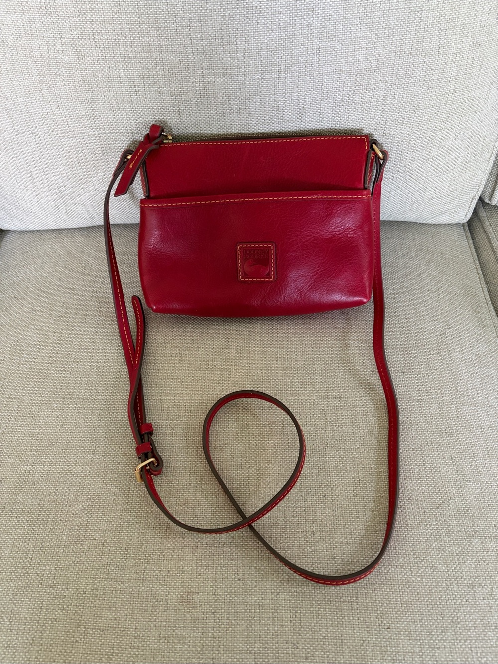 Dooney & Bourke Red Leather Crossbody Bag - Compact shoulder bag. Great shape.